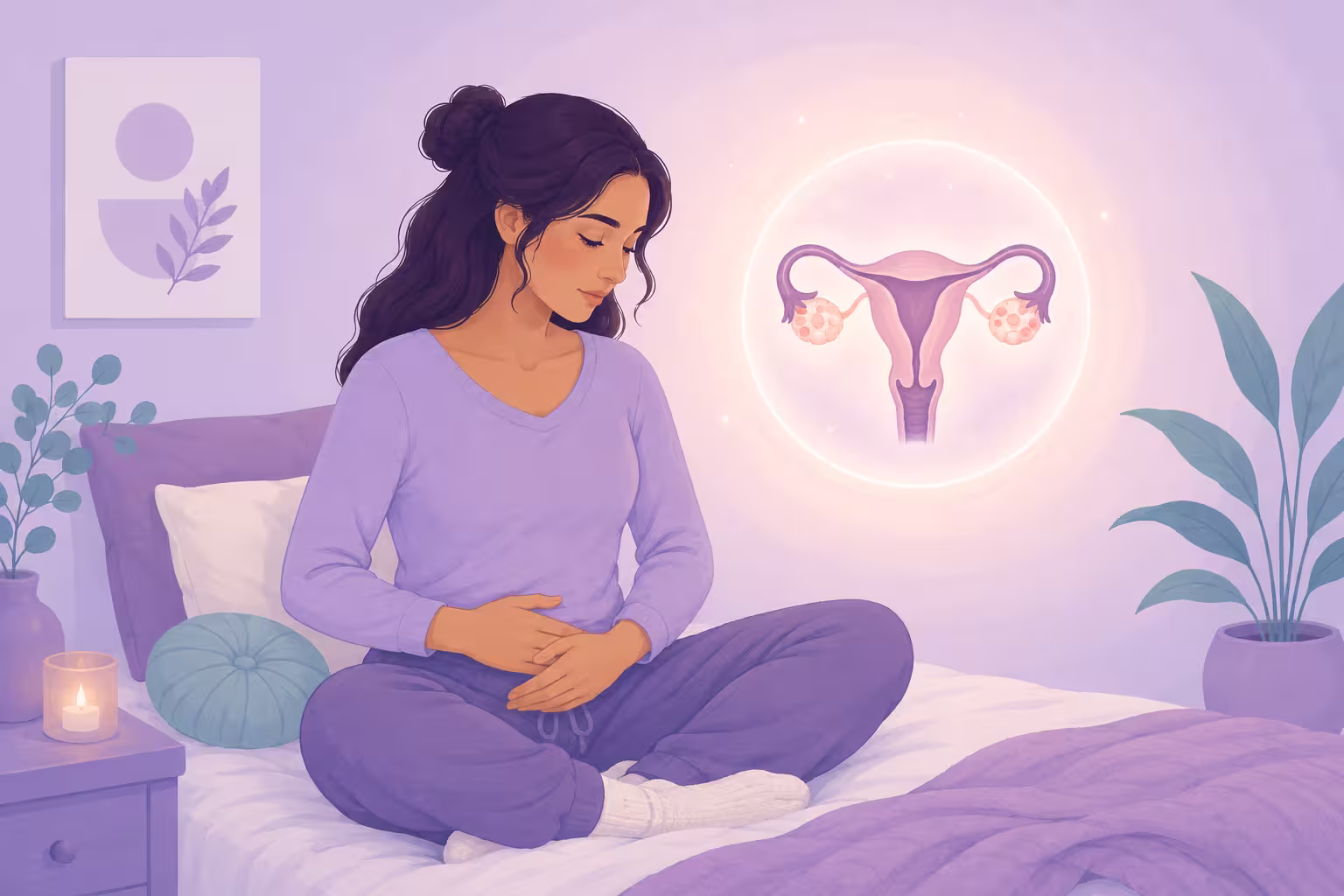 امرأة تشعر بألم التبويض في أسفل البطن